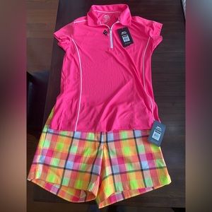 Women’s Slazenger golf shorts size 0, Slazenger golf shirt size S. Both NWT.
